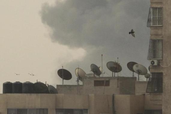 Smoke rises after an explosion in Gaza City