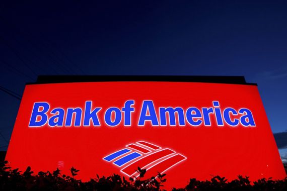 A Bank of America sign is pictured outside a bank branch in Charlotte, North Carolina