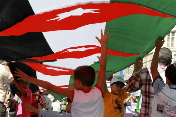 Jordan Children under Jordanian flag