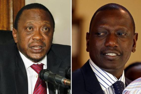 Combination photograph of Kenya''s finance minister Kenyatta and former Kenyan cabinet minister Ruto in Nairobi