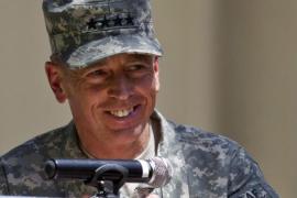 File photo of U.S. Army General David Petraeus giving his speech during a change-of-command ceremony at the NATO-led International Security Assistance Force (ISAF) headquarters in Kabul