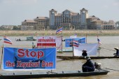 The controversial Xayaburi Dam, the last of the Chinese cascade of seven dams and the first to be built on the Lower Mekong River, could eventually displace some 2,100 people [EPA]