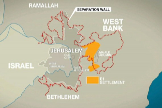 Map showing planned E1 settlement