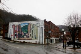 A mural of Welch, West Virginia