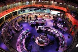 A general view shows the newsroom at the headquarters of the Qatar-based Al Jazeera English-language channel in Doha