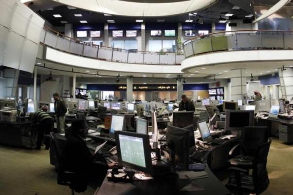 A general view shows the newsroom at the headquarters of Al Jazeera in Doha