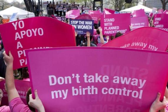 More than 20 organizations hold a rally in supporting preventive health care and family planning services in Washington