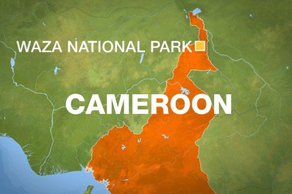 Map of Cameroon showing Waza National Park