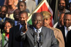 Kenya''s President, Mwai Kibaki makes an