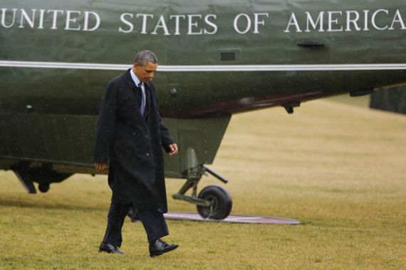 U.S. President Barack Obama walks on the South Lawn