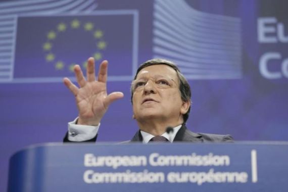 EU Commission President Barroso addresses a news conference at the EU Commission headquarters in Brussels