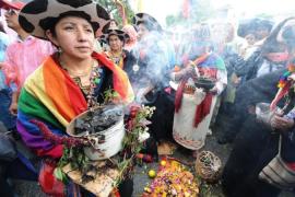 Indigenous women perform a ritual during
