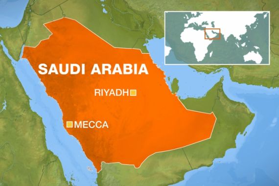 Saudi Arabia map showing Mecca & Riyadh | With locater