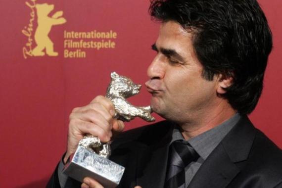 File picture shows Iranian director Panahi posing with his Silver Berlin Bear after award ceremony at 56th Berlinale International Film Festival in Berlin