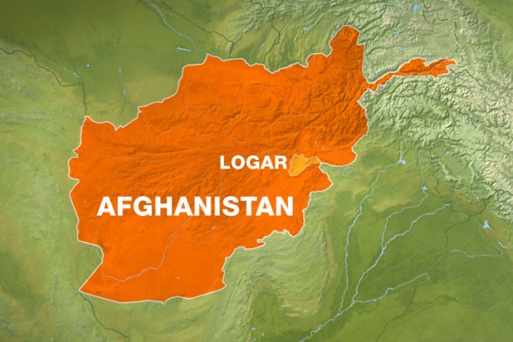 Map of Afghanistan with Logar province highlighted