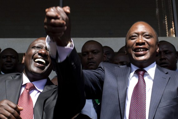 President-elect Uhuru Kenyatta greets his supporters