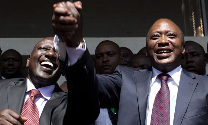 President-elect Uhuru Kenyatta greets his supporters