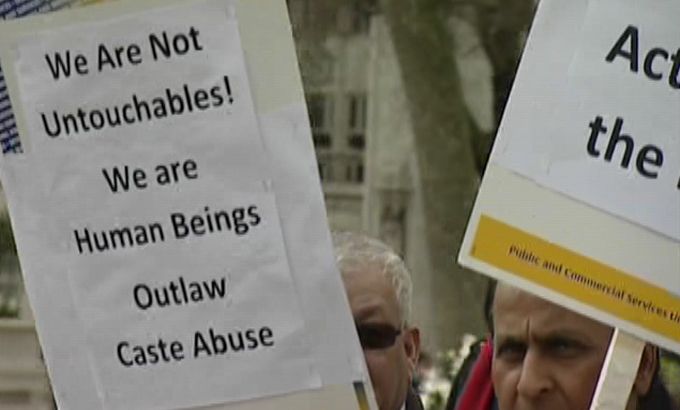Hundreds protest in central London after British MP''s decide not to criminalise discrimination based on caste.