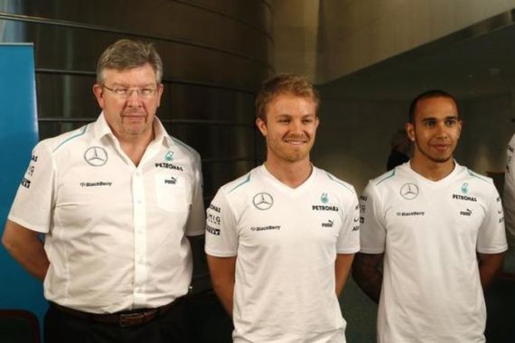 Ross Brawn, Nico Rosberg, Lewis Hamilton, Toto Wolff