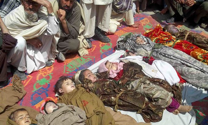 Children killed by airstrike, Afghanistan, Kunar