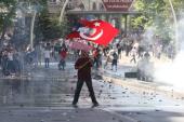 Turkish police forces pulled out of Taksim Square on Saturday after a second day of violent confrontation [AFP]