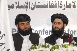 Muhammad Naeem, a spokesman for the Office of the Taliban of Afghanistan speaks during the opening of the Taliban Afghanistan Political Office in Doha