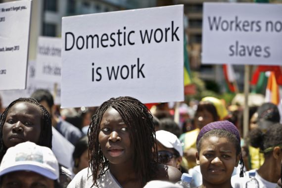 Migrant domestic workers in Lebanon protest