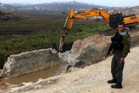 Water reservoir destroyed in the West Bank