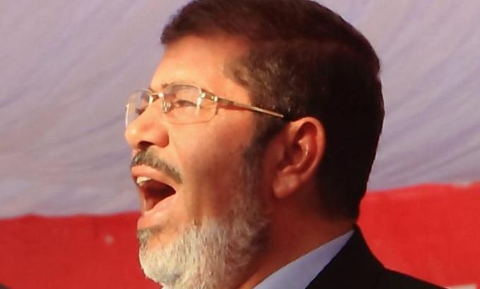 President-elect Mohamed Morsi delivers a speech in Tahrir square