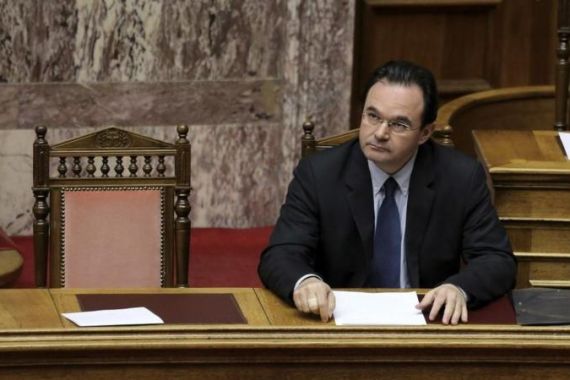 Greece''s former Finance minister Papaconstantinou attends a parliament session in Athens