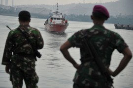 A rescue boat carrying asylum-seekers in Indonesia