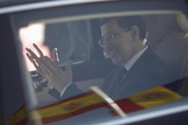 Moroccan Minister for Foreign Affairs, El Othmani gestures as he sits in his car, in Jerez de la Frontera
