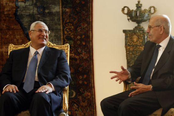 Egypt''s interim President Adli Mansour (L) and Vice President Mohamed ElBaradei (R)