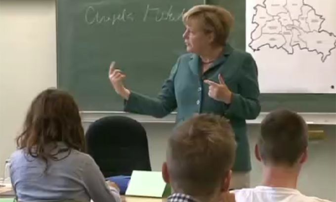 German Chancellor becomes school teacher