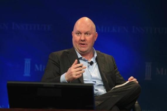 Andreessen, co-founder and partner of Andreessen Horowitz, speaks during the panel discussion at the Milken Institute Global Conference in Beverly Hills, California