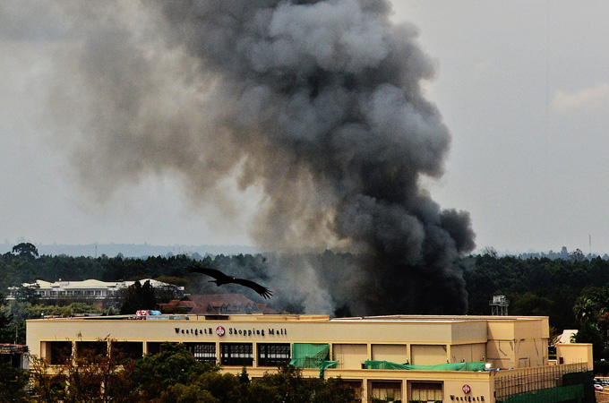 Kenyan troops were locked in a firefight with Somali fighters inside the upmarket Nairobi shopping mall [AFP]