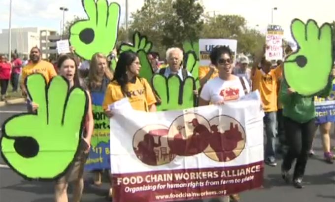 Walmart employees rally against low wages