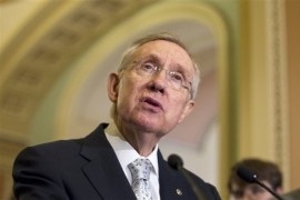Senate majority leader Harry Reid (D) sent a letter to House majority leader John Boehner (R) pleading him to end the partial US government shutdown [AP]