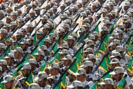 Iranian Revolutionary Guard Corps march during an annual military parade [EPA]