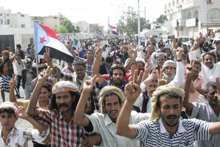 Supporters of the separatist Southern Movement demonstrate to demand the separation of the south Yemen, in the country''s southern port city of Aden