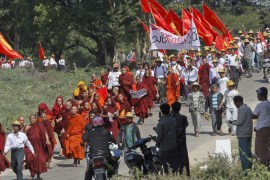 Myanmar student activists protest march demanding to amend ''National Education Bill''
