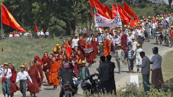 Myanmar student activists protest march demanding to amend ''National Education Bill''