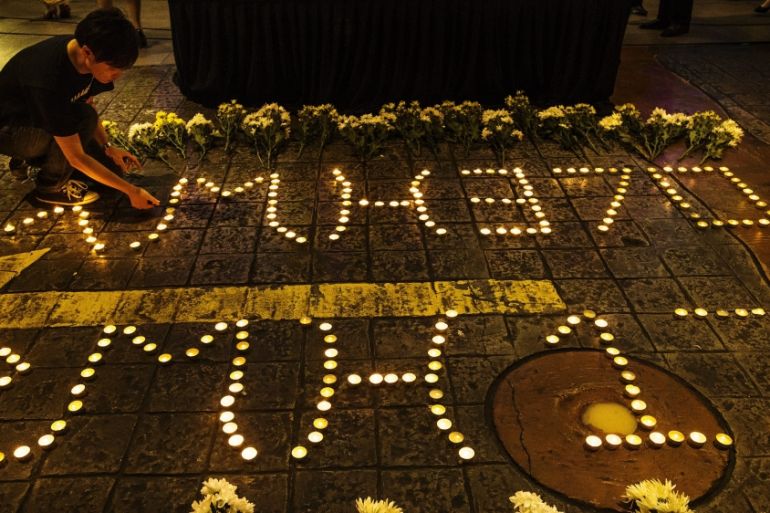 Candlelight vigil for victims of Malaysia Airlines flight MH370 & MH17