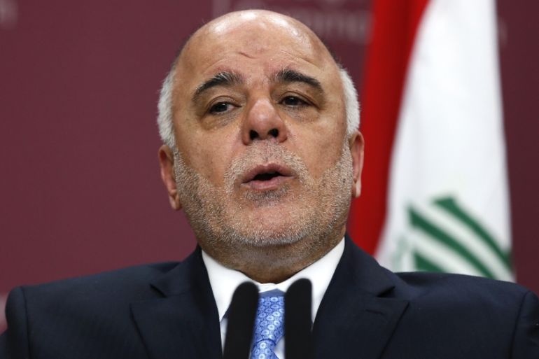 Iraq''s Prime Minister Haider al-Abadi speaks during a press conference at the Foreign and Commonwealth Office in London