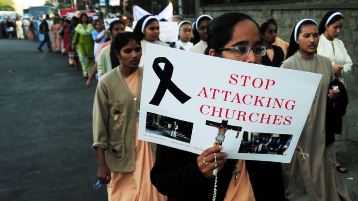 Clreics protest against Church attack in Bangalore