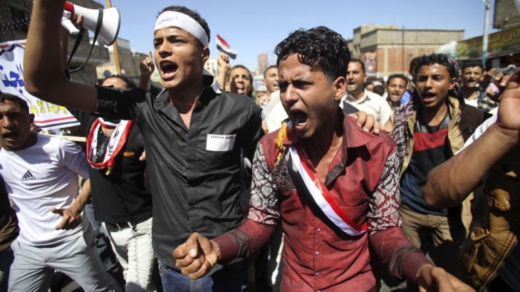Anti-Houthi protesters rally in Yemen''s Taiz