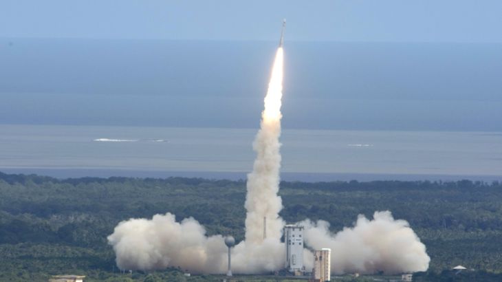 Vega VV04 Carrying ESA''s Experimental Spaceplane, IXV, During Liftoff