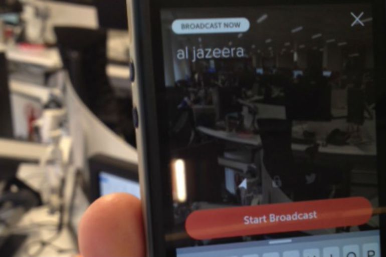 Periscope live stream of Al Jazeera newsroom
