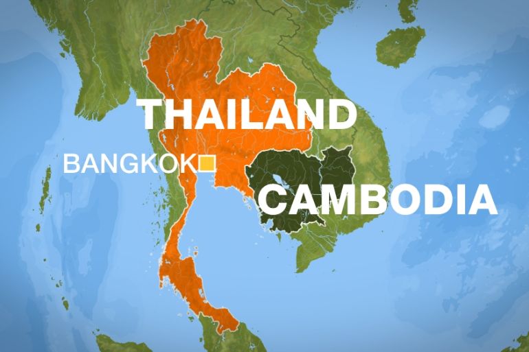 Thailand map, Bangkok, Cambodia border