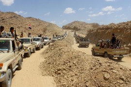 Yemeni armed tribe members take security measures in Marib